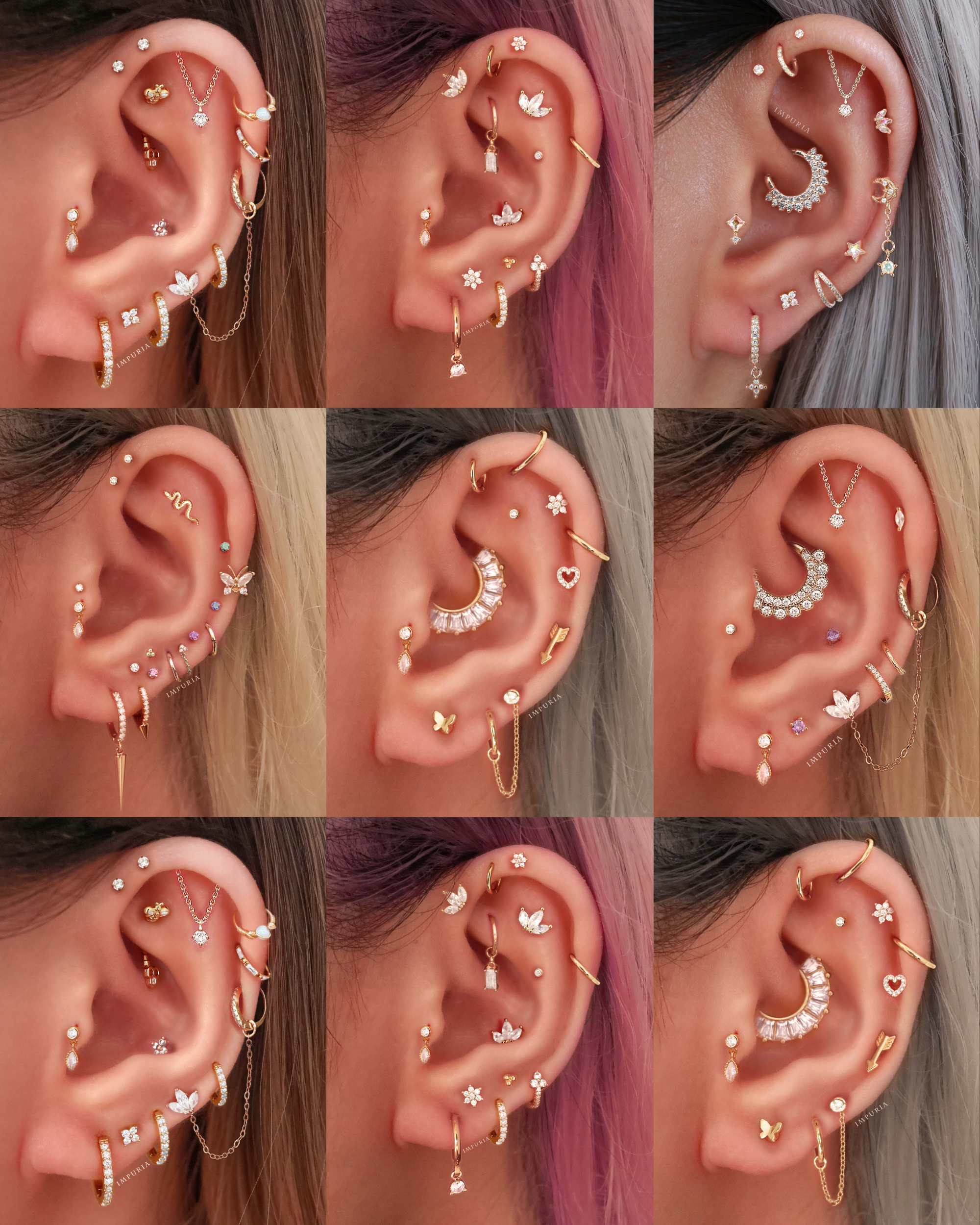 Cartilage Earring Studs & Hoops - Cute Ear Piercing Ideas for Women - www.Impuria.com #earpiercings 