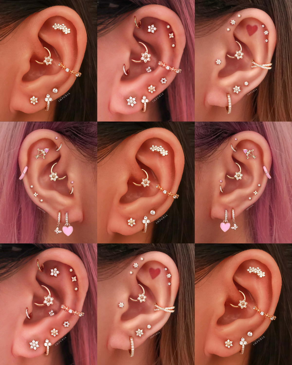 Flora Crystal Flower Daith Ear Piercing Ring Hoop Clicker