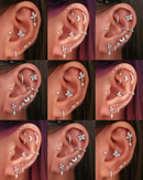 Gleam Crystal Leaf Drop Ear Piercing Earring Stud Set