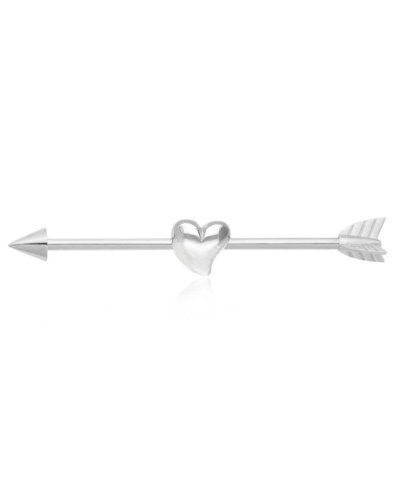Heart Arrow Industrial Piercing Jewelry Silver Earring Barbell - Impuria Ear Piercing