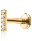 Minimalist bar flat back stud earring worn sleek straight bar cartilage stud with flat back backing for a clean modern look in gold