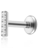 Minimalist bar flat back stud earring worn sleek straight bar cartilage stud with flat back backing for a clean modern look in silver