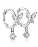Rebirth Butterfly Crystal Drop Polished Eternity Hoop Huggie Earrings