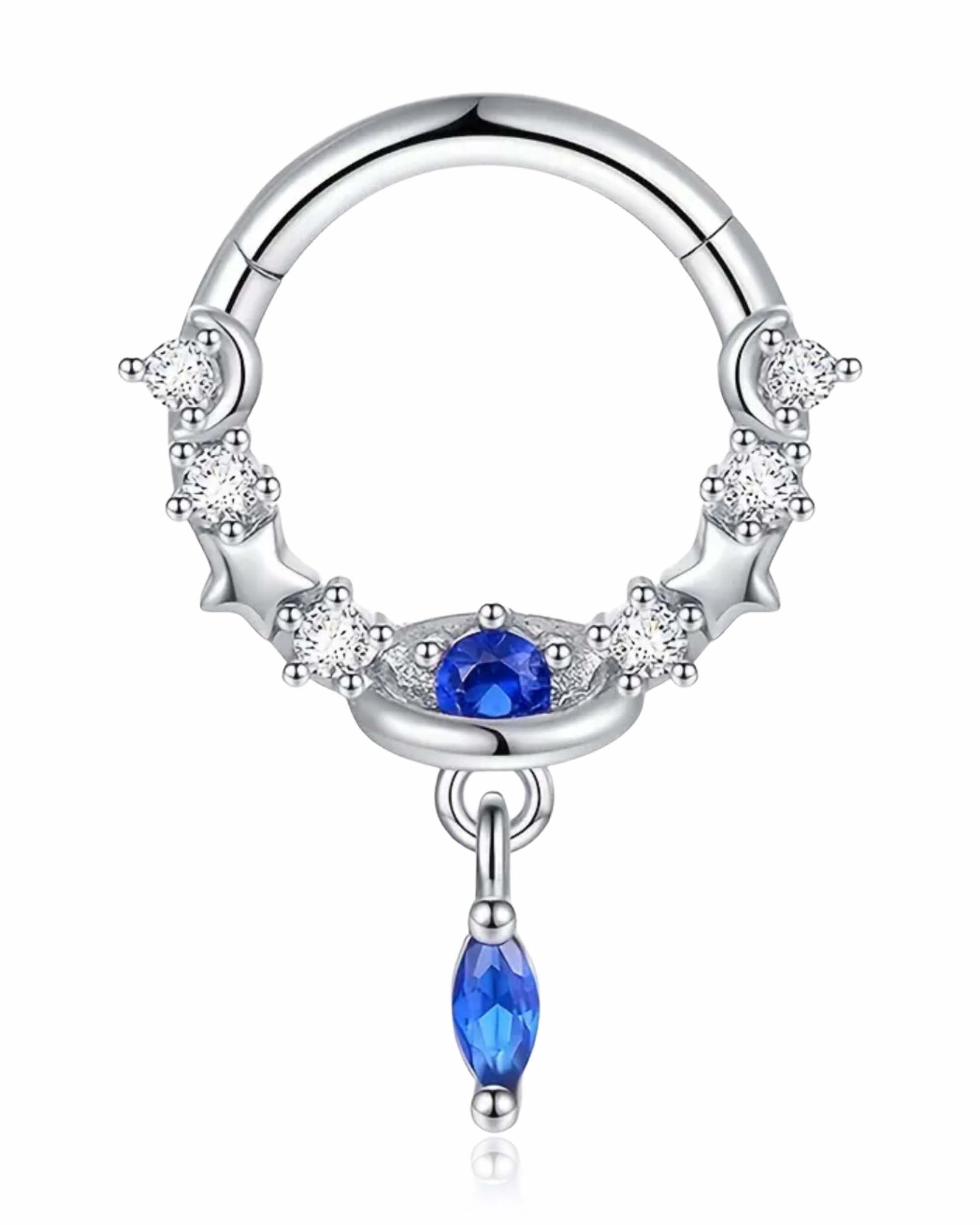 Saturna Crystal Celestial & Planet Daith Ear Piercing Ring Hoop Clicker