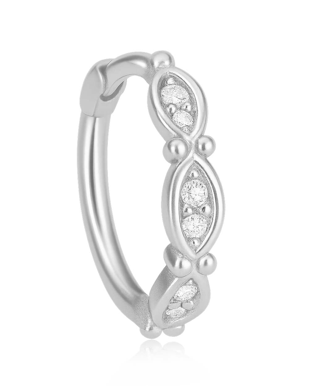 Milgrain Cartilage Hoop Earring Clicker Helix 16G Surgical Stainless Steel - www.Impuria.com 