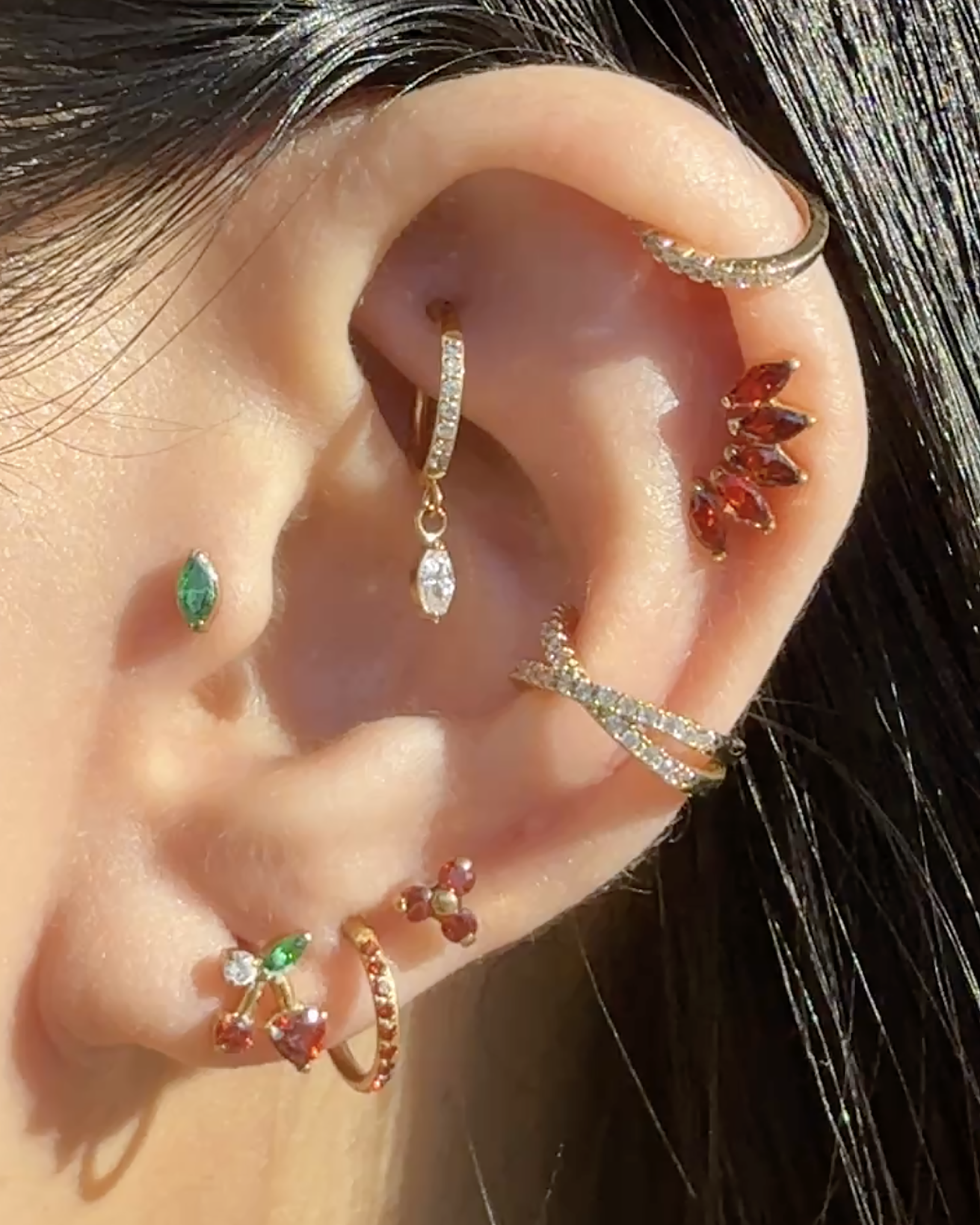 Marquise Hoop Ring Clicker Earring Rook Piercing Ear Curation Piercing Ideas for Women - www.Impuria.com #earpiercings