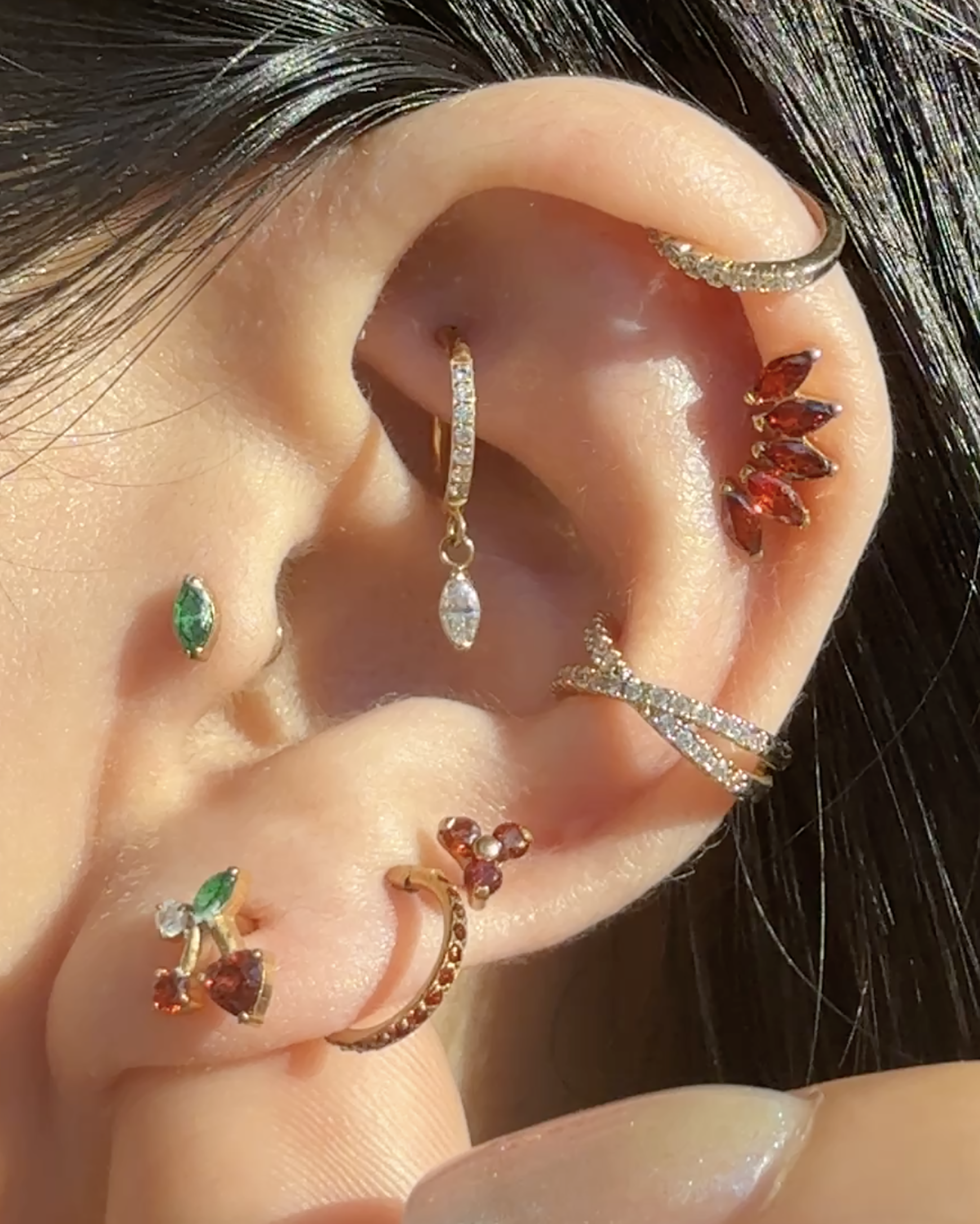 Marquise Hoop Ring Clicker Earring Rook Piercing Ear Curation Piercing Ideas for Women - www.Impuria.com #earpiercings