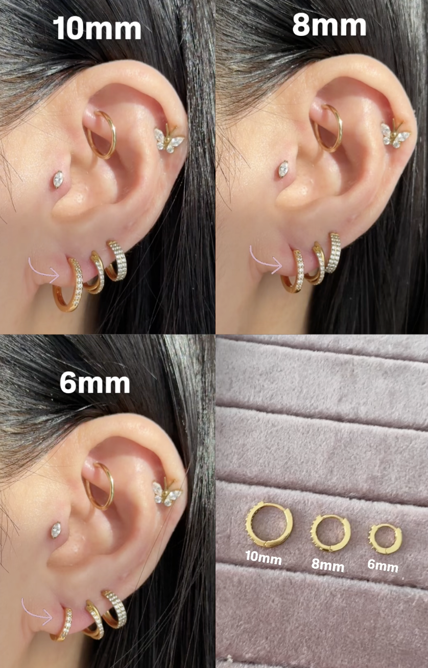 Crystal Pave Huggie Hoop Earrings for Women Simple Ear Piercing Curation Ideas for Women - www.Impuria.com #earpiercings