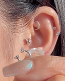 Sparkle Crystal Prong Polished Horseshoe Hoop Ring