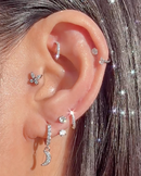 Silver Crystal Horseshoe Barbell Cartilage Helix Lobe Rook Conch Earring for Women - www.Impuria.com