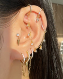 chain ear stack with double hoop ear piercing jewelry 