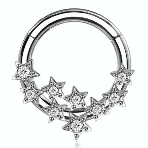 Cluster Star Daith Earring Clicker Ear Piercing Jewelry Hoop Ring 16G