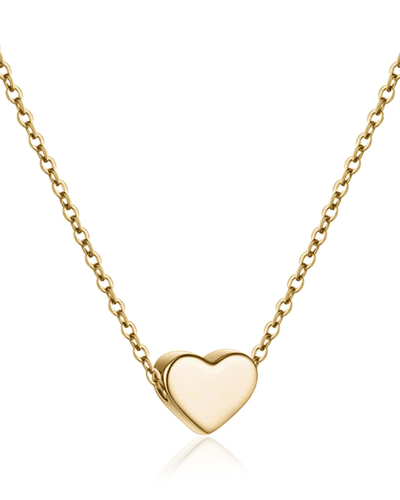 Jude Jewelers Heart Charm Choker Necklace – Stainless Steel Gold Collar With Extender, Promise Gift