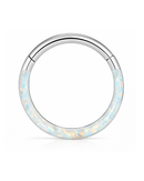 opal daith clicker ring hoop 16G in titanium from impuria jewelry