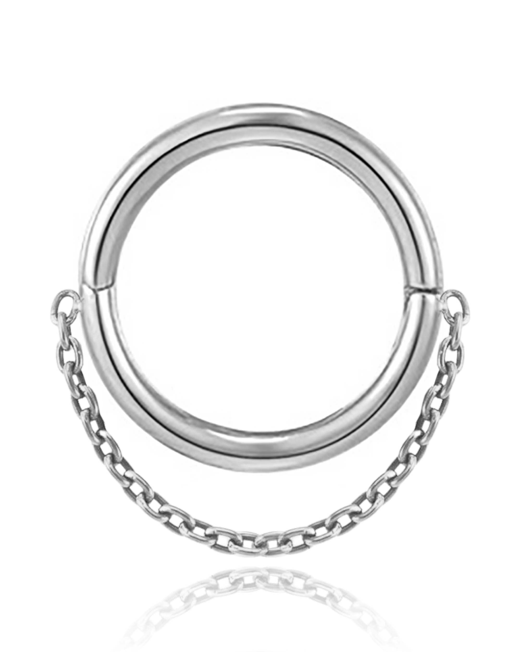 Cartilage Hoop Earring with Single Chain Helix Conch Piercing Jewelry in Titanium - www.Impuria.com 
