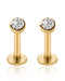 Toki Bezel Ear Piercing Earring Stud Set