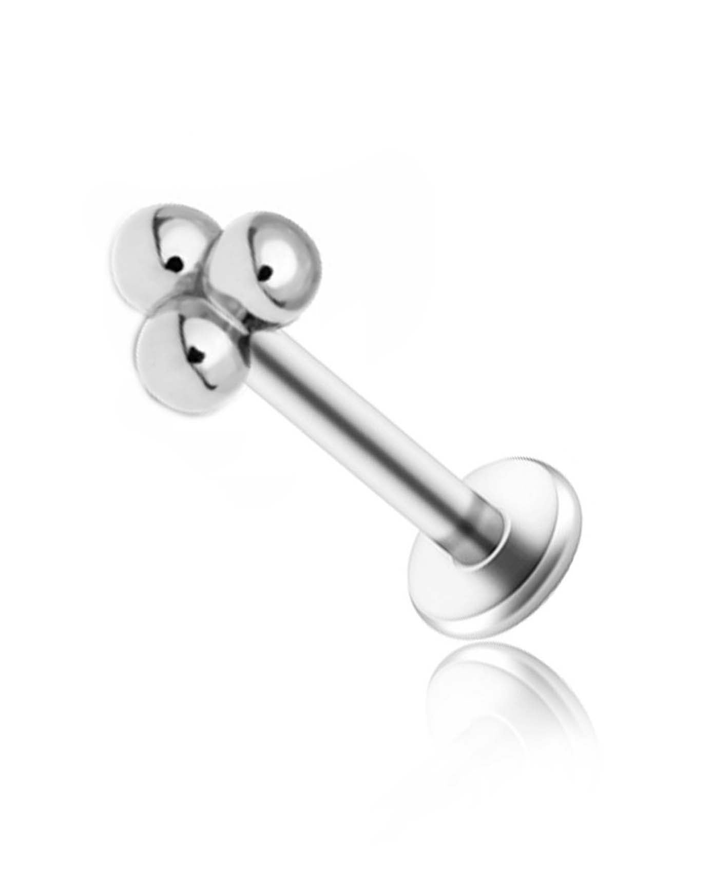 Beaded Trinity Stainless Steel Ear Piercing 16G Earring Stud - www.Impuria.com #earpiercings