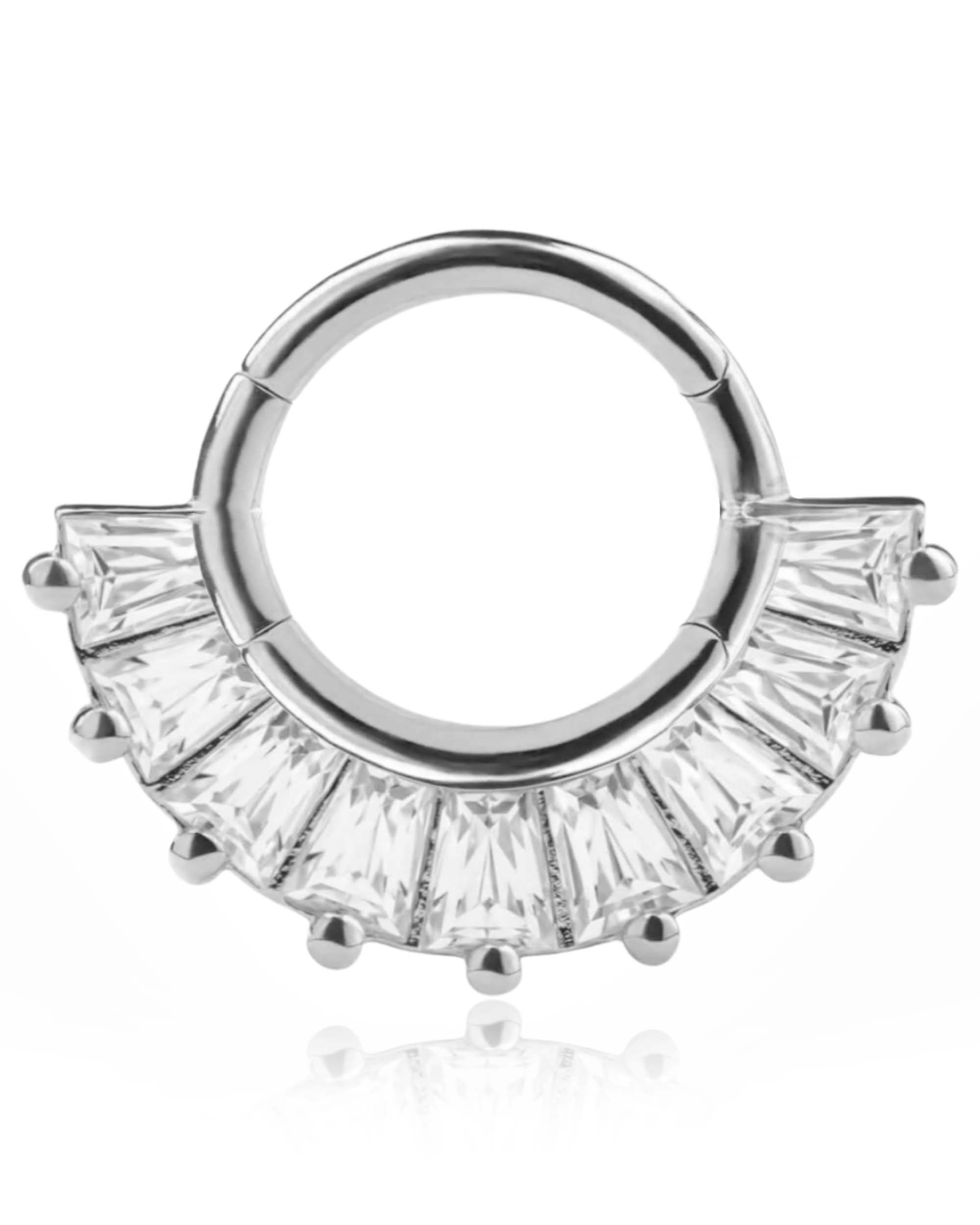 Afghan Fan Daith Clicker Ring Hoop Ear Piercing Jewelry Earring in Silver - www.Impuria.com 