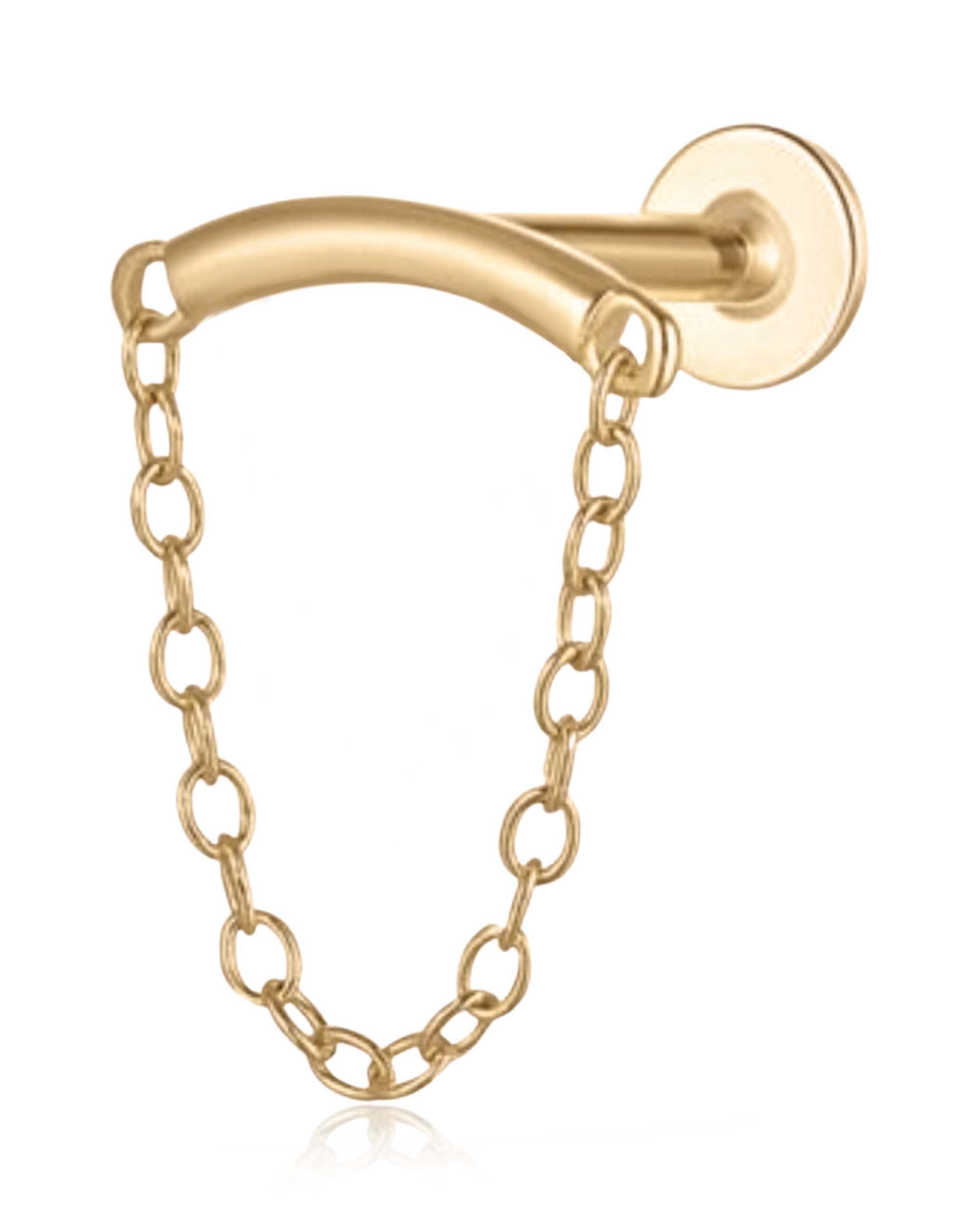Hidden Helix Chain Flat Cartilage Earring Stud Sterling Silver - www.Impuria.com #earpiercings