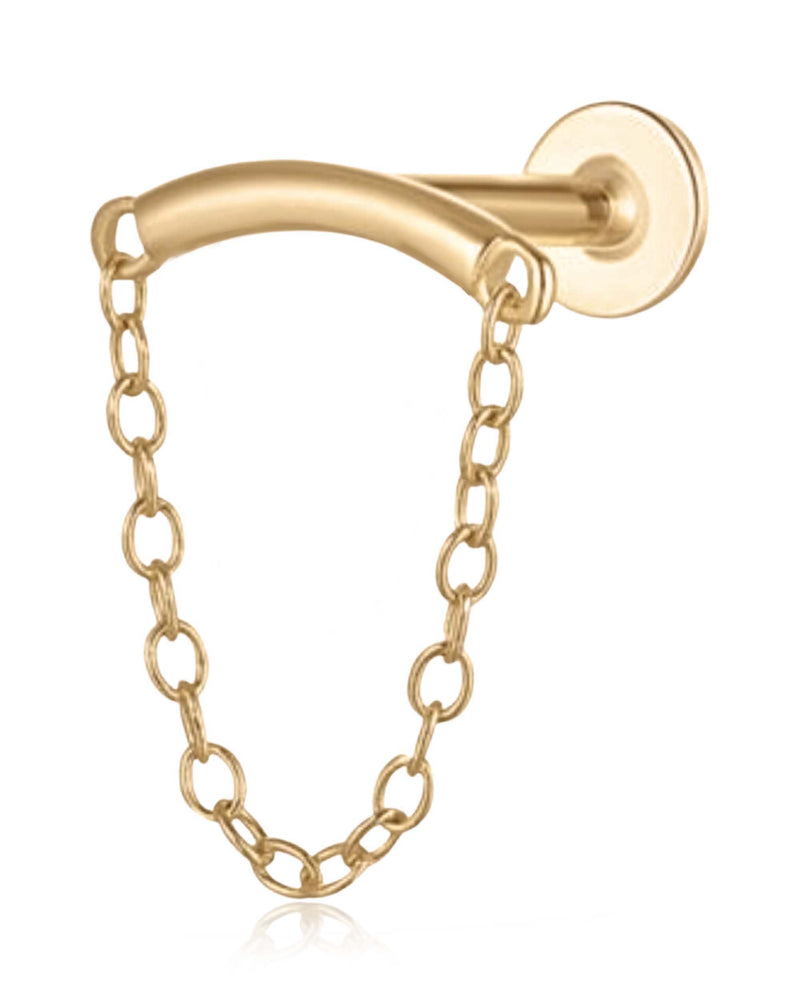 Hidden Helix Chain Flat Cartilage Earring Stud Sterling Silver - www.Impuria.com