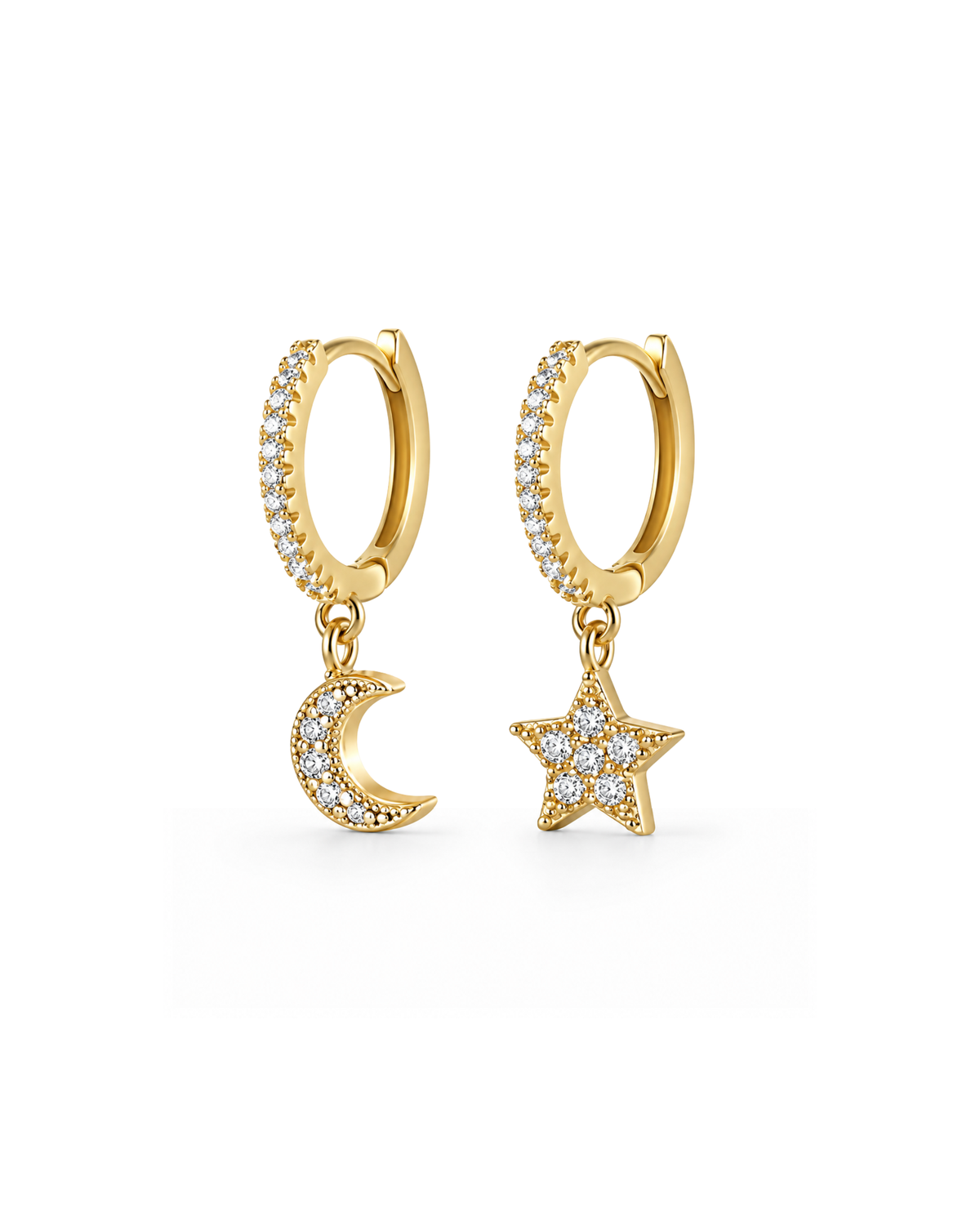 Alpha Moon Star Huggie Hoop Earrings