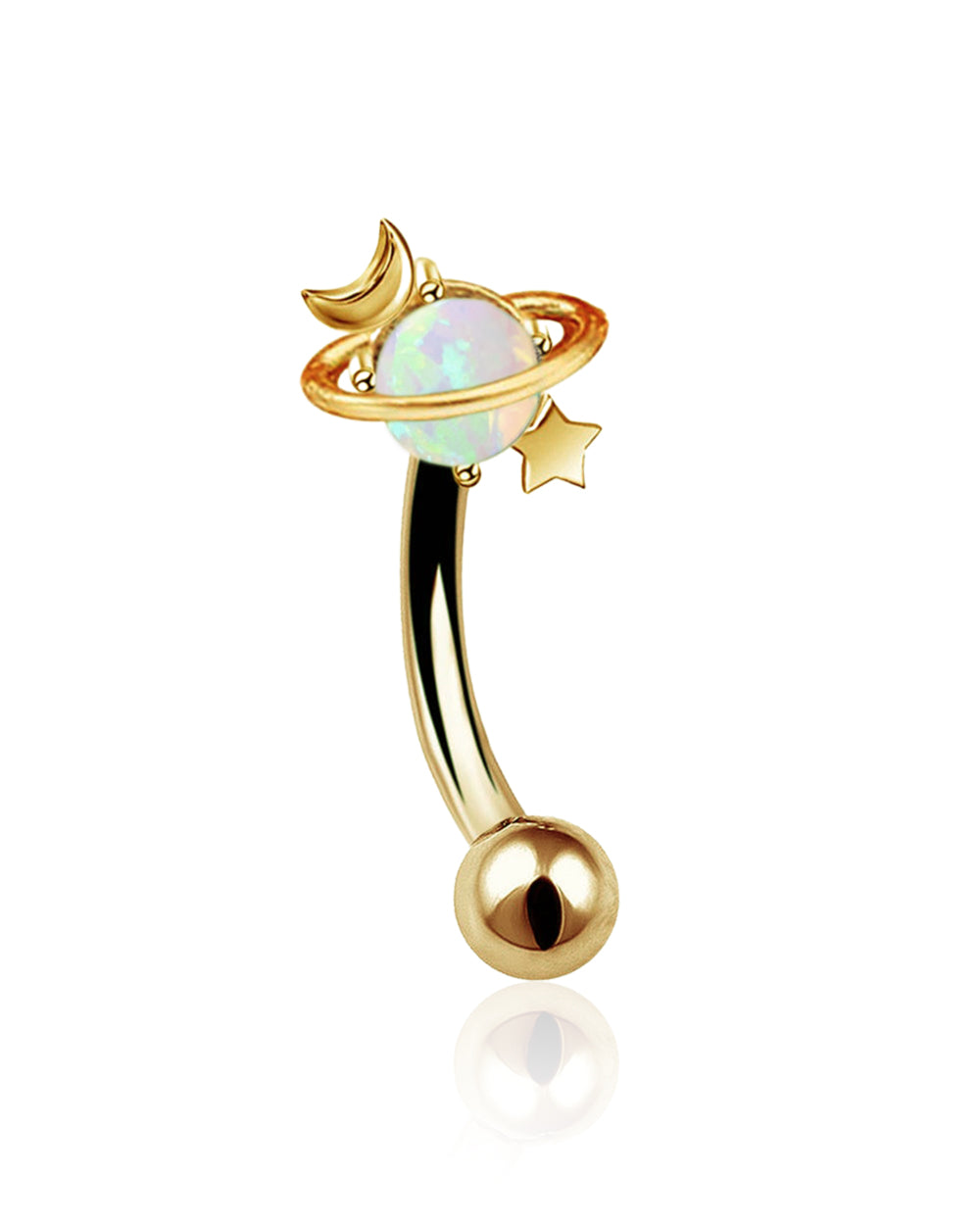 Astra Opal Moon & Stars Ear Piercing Jewelry Curved Barbell