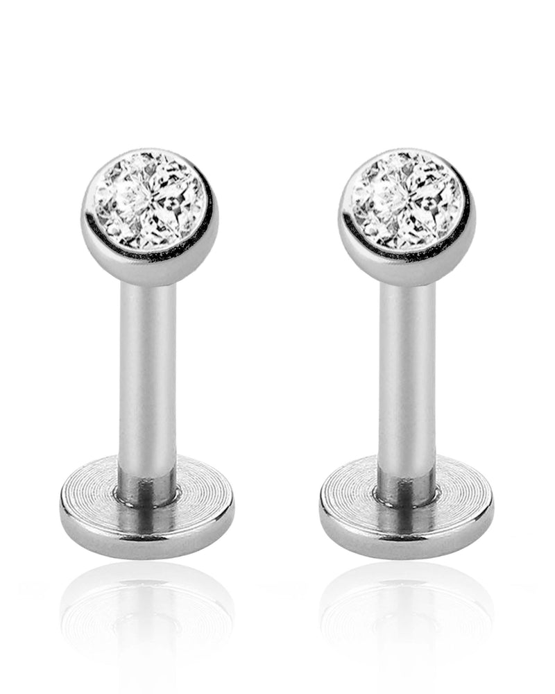 double 4mm studs minimalist bezel stud earrings perfect for ear piercing jewelry