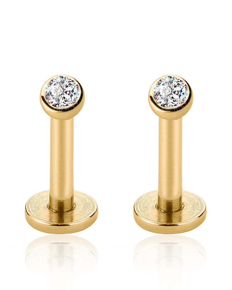 dainty crystal bezel earrings for sensitive ears