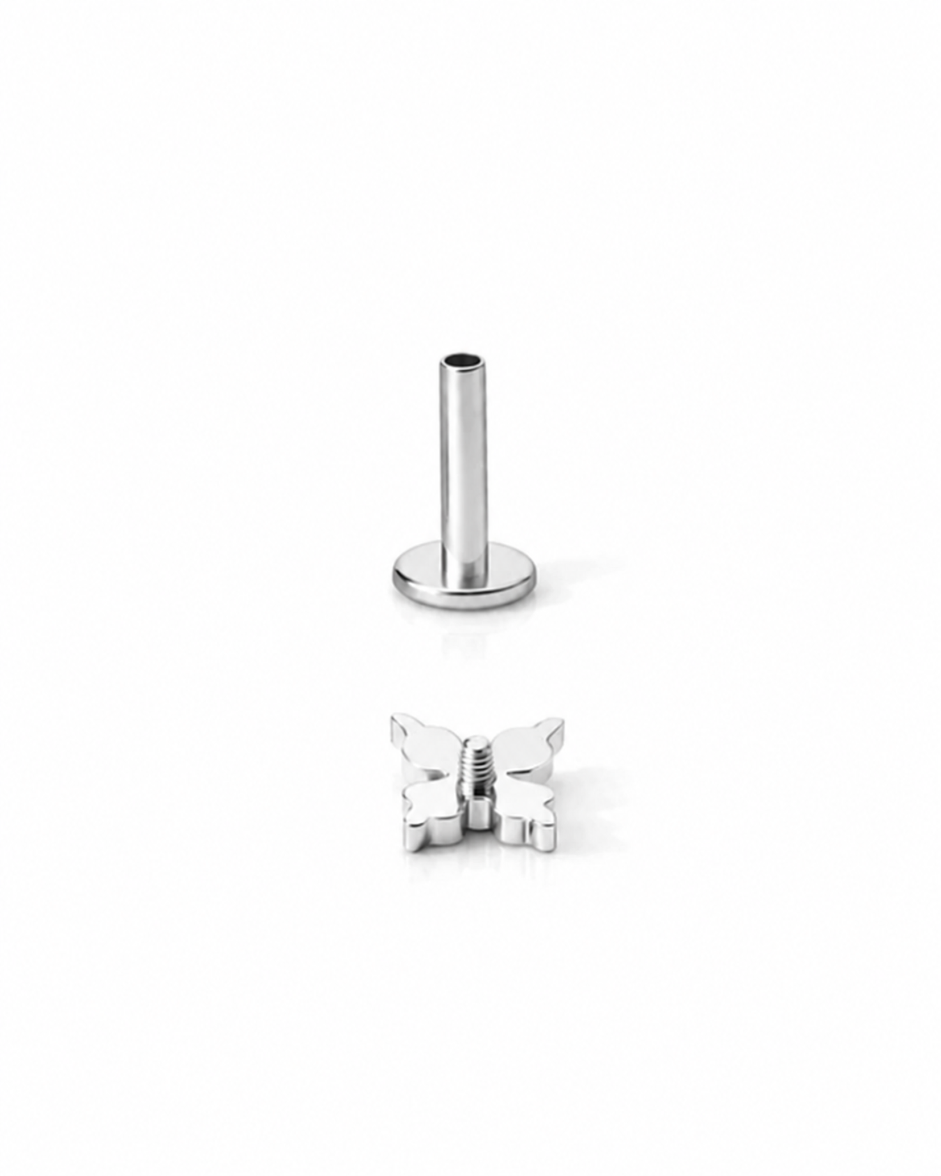 Surgical steel clover flat back stud opened as a internally threaded 16G 