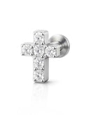 Cross Flat Back Stud Earring