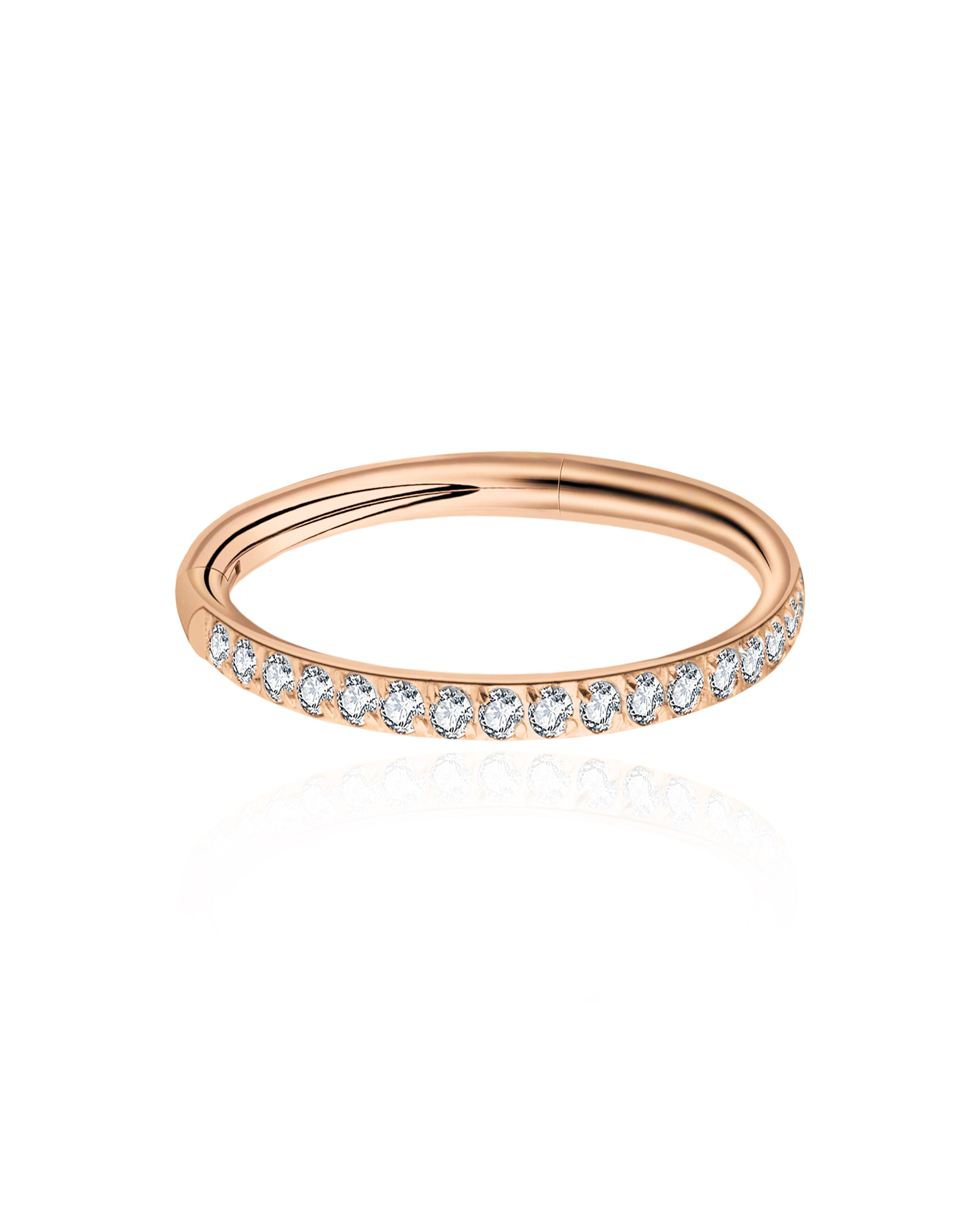 Pretty Crystal Ear Piercing Ring Hoop for Cartilage Helix Rook Tragus in Rose Gold - www.Impuria.com