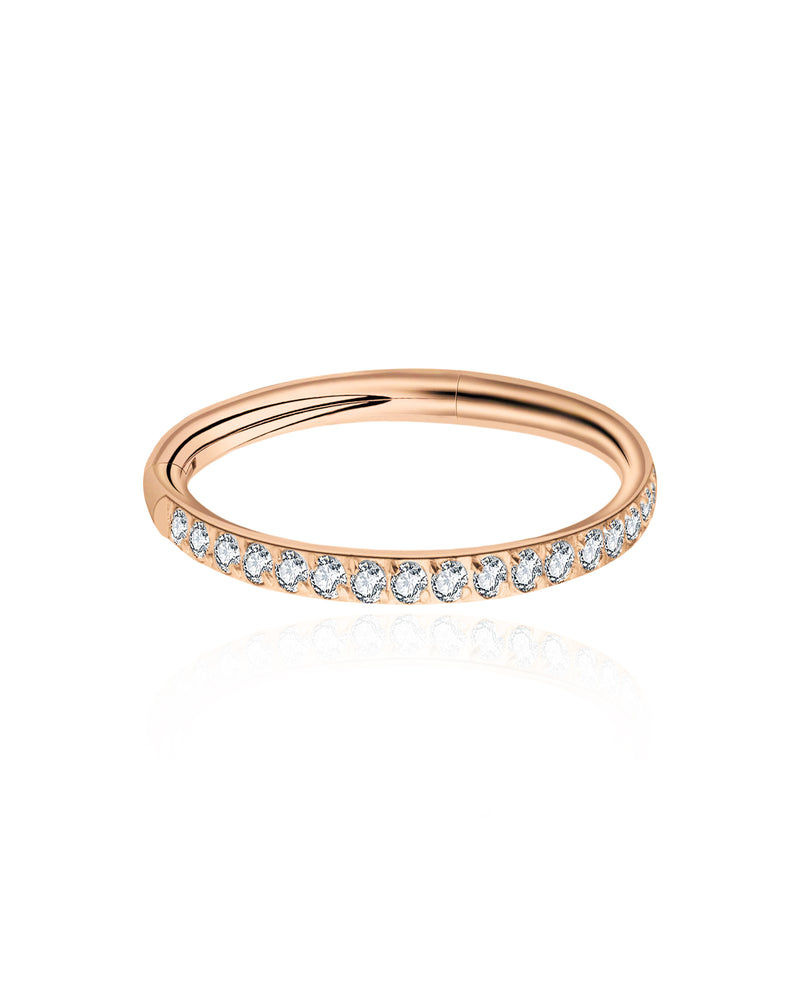 Pretty Crystal Ear Piercing Ring Hoop for Cartilage Helix Rook Tragus in Rose Gold - www.Impuria.com