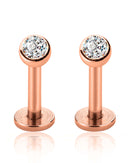toki bezel stud earrings as hypoallergenic ear piercing jewelry in rose gold 