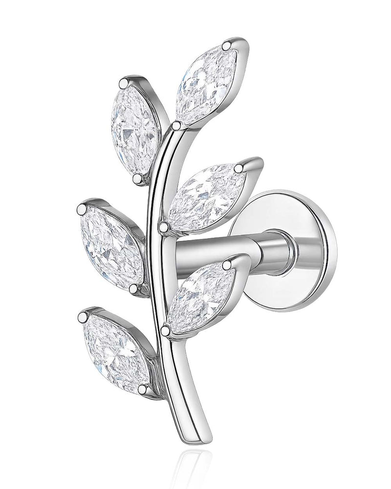 Dewdrop Leaf Ear Piercing Stud