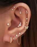 Posy Crystal Flower Threaded 14K Gold Earring Stud