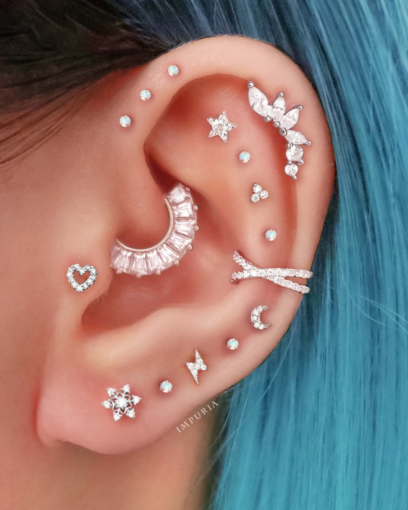 Daich Ear Piercing Daith Earring Clicker Baguette Crystal Ring Hoop Ear Piercing 16G
