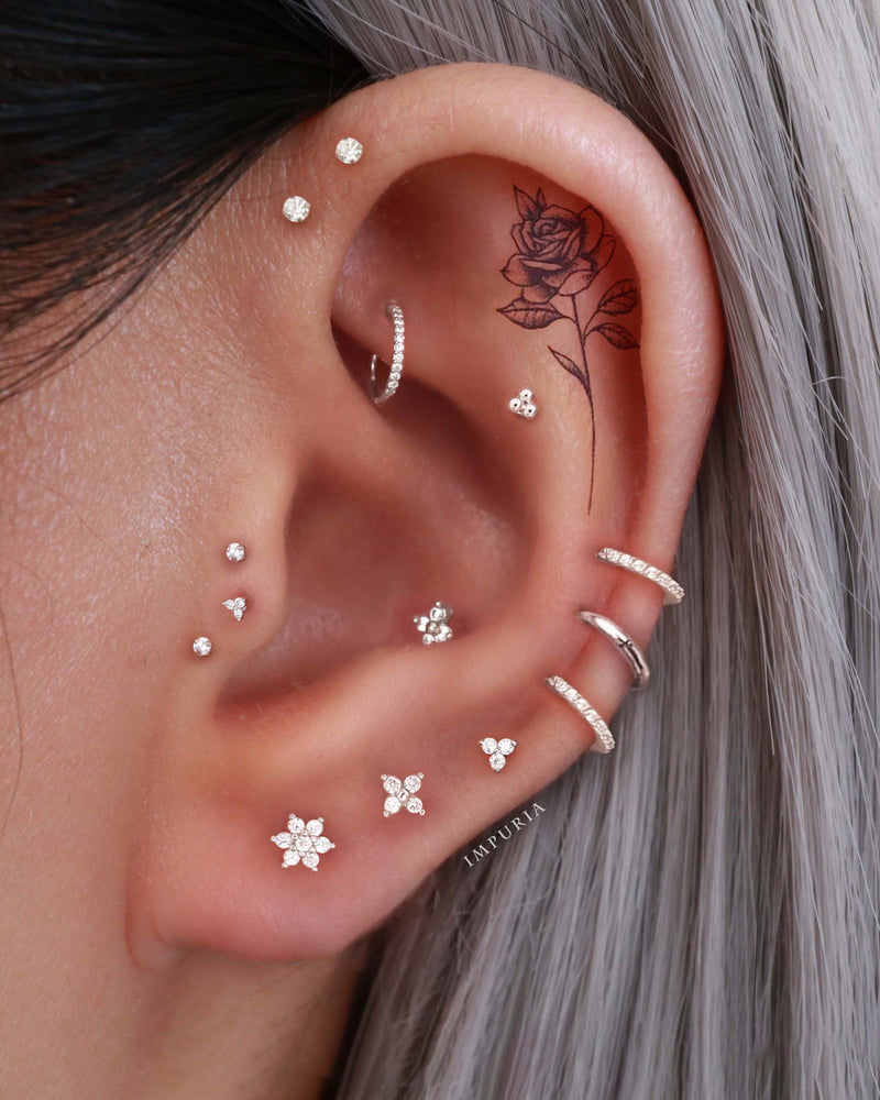Cartilage Stud Earrings in Surgical Steel - Pretty Ear Piercing Ideas for Women - www.Impuria.om
