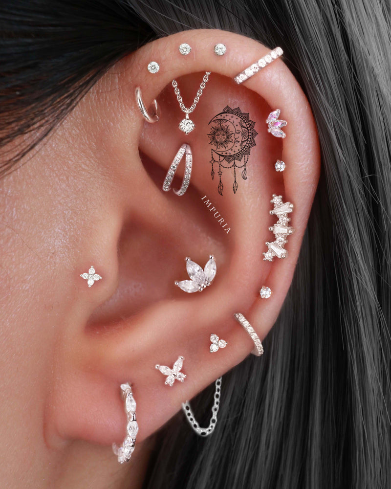 Triple Flower Helix Piercing Tragus Cartilage Earring Stud Jewelry 16G –  Impuria Ear Piercing Jewelry