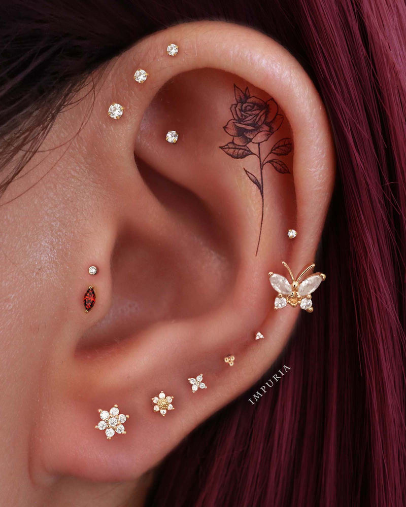 Butterfly Helix Ear Piercing Cartilage Earring Tragus Conch Stud 18G –  Impuria Ear Piercing Jewelry