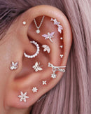 Divine Crystal Prong Earring Ear Piercing Ring Hoop Clicker
