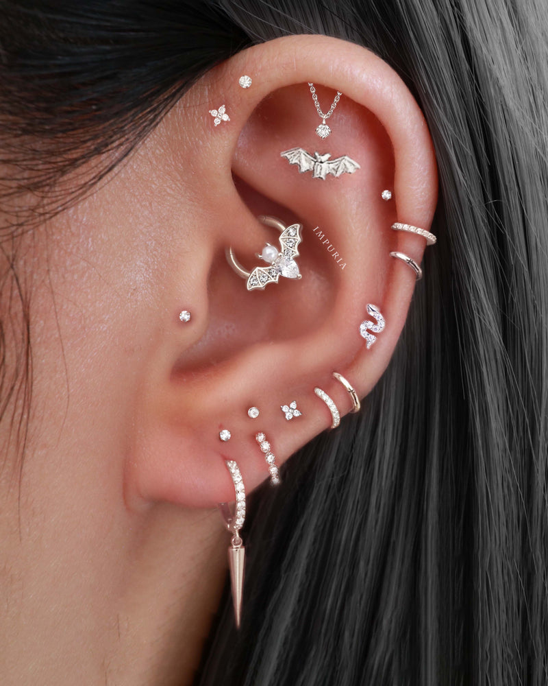 Absolute Hidden Helix Crystal Chain Drop Ear Piercing Earring Stud