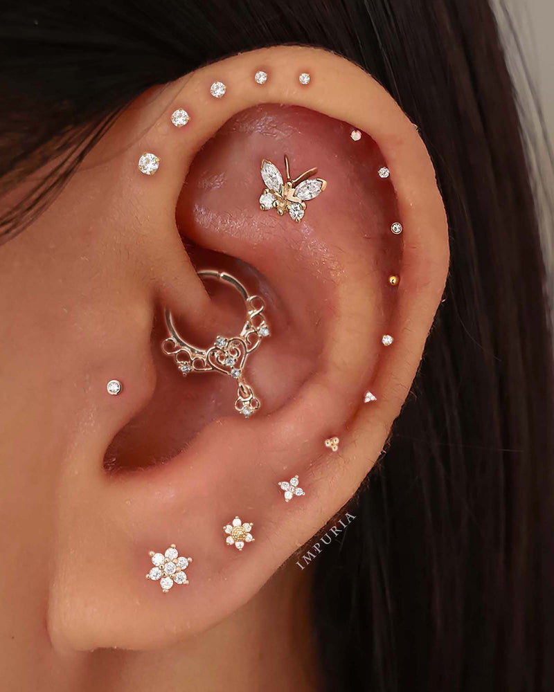 Interesting Multiple All the Way Around Ear Piercing Curation Ideas Butterfly Cartilage Helix Earring Stud - www.Impuria.com