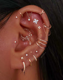 Sapphira Crystal Daith Ear Piercing Ring Hoop Clicker