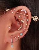 Starburst Opal Sun Ear Piercing Earring Stud