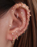 Aura Opal Sparkle Threaded Prong Ear Piercing Earring Stud Set