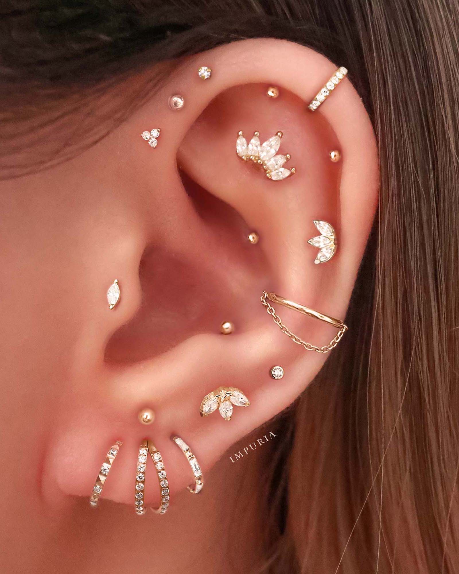 Flat Back Earrings for Women made from Surgical Steel Multiple Ear Piercing Ideas for Women - www.Impuria.com #earpiercings