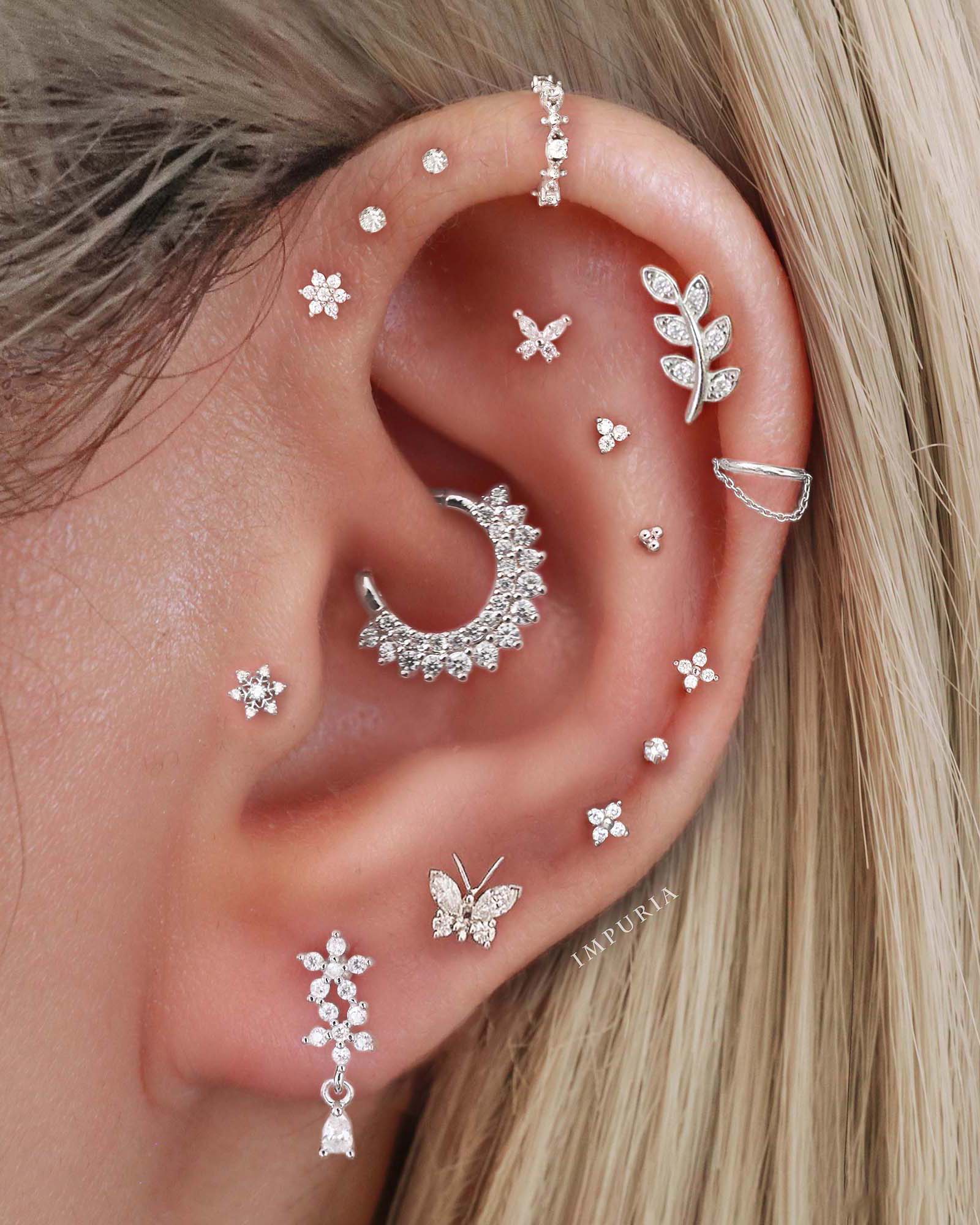 14K Gold Cartilage Earrings Flat Back Cartilage Stud Body Jewelry Simple Ear Piercing Ear Curation Ideas for Women - www.impuria.com