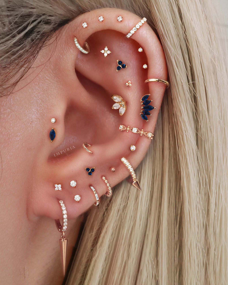 Surgical Steel Flat Back Internally Threaded Cartilage Stud Labret Earrings for Women - Impuria Ear Piercing Jewelry