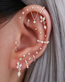 Pretty Multiple Ear Piercing Curation Ideas for Women Silver Cartilage Helix Earrings 16G - www.Impuria.com