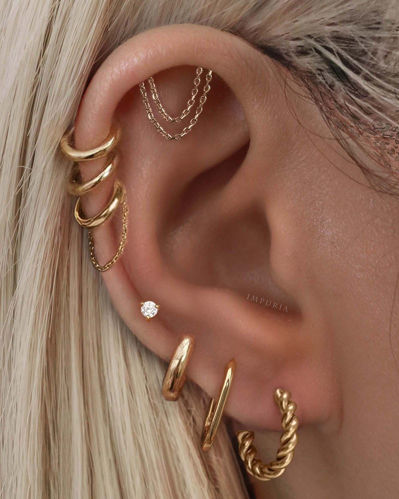 Absolute Hidden Helix Double Chain Ear Piercing Stud